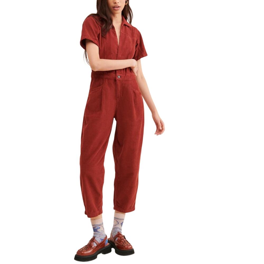 Free People Marla Rust Brown Corduroy Jumpsuit M